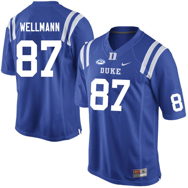 Men #87 Harrison Wellmann Duke Blue Devils College Football Jerseys Sale-Blue